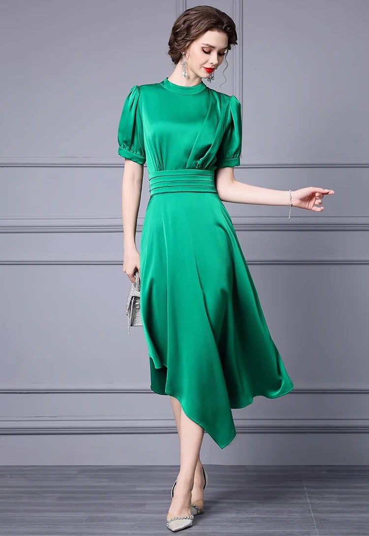DRESS STYLE - SY1118-Midi Dress-onlinemarkat-Green-XS - US 2-onlinemarkat