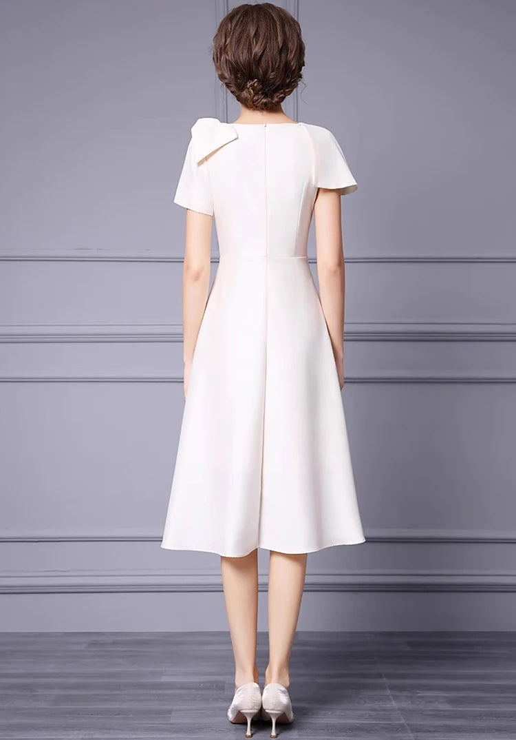 DRESS STYLE - SY1340-Midi Dress-onlinemarkat-Ivory-XS - US 2-onlinemarkat