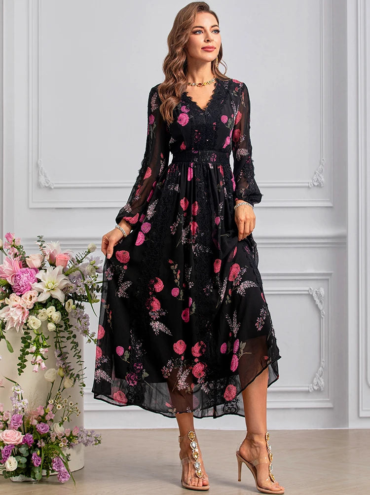 DRESS STYLE - SY1445-Midi Dress-onlinemarkat-black-XS - US 2-onlinemarkat