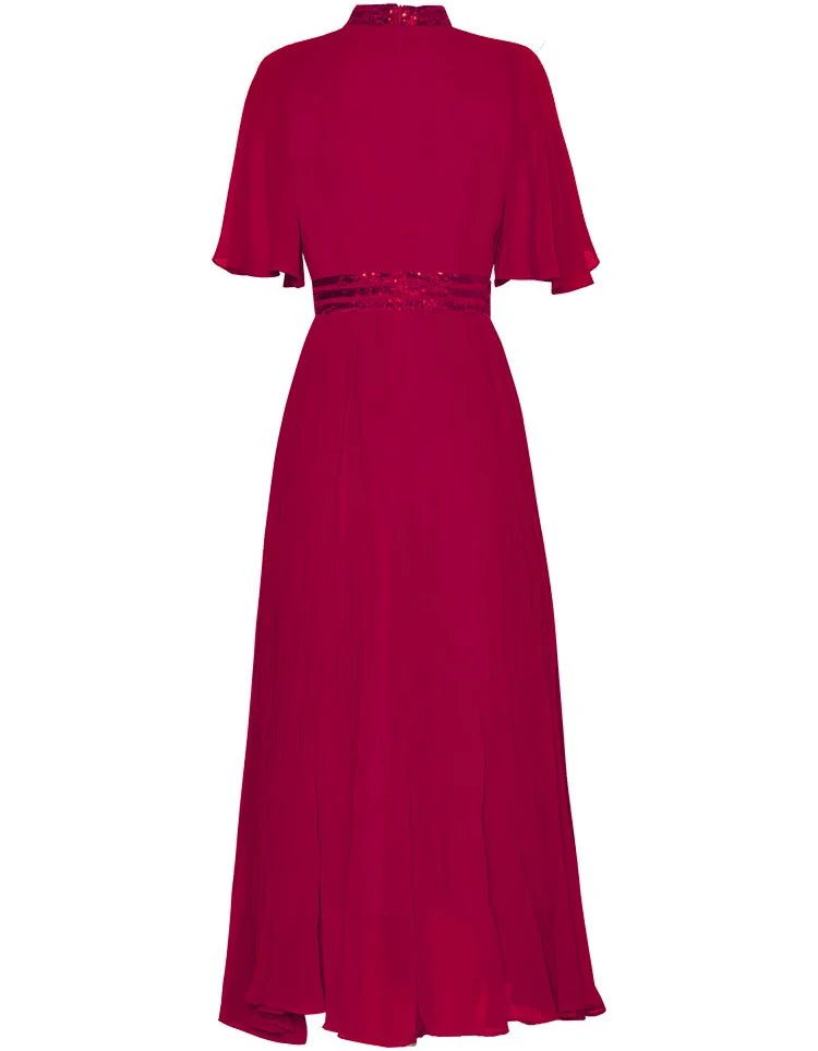 DRESS STYLE - SY1327-Midi Dress-onlinemarkat-Claret-XS - US 2-onlinemarkat