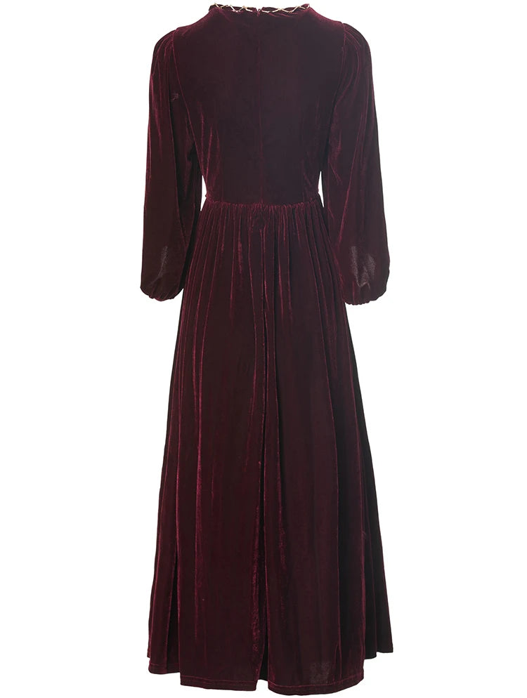 DRESS STYLE - SY1675-Midi Dress-onlinemarkat-Claret-XS - US 2-onlinemarkat