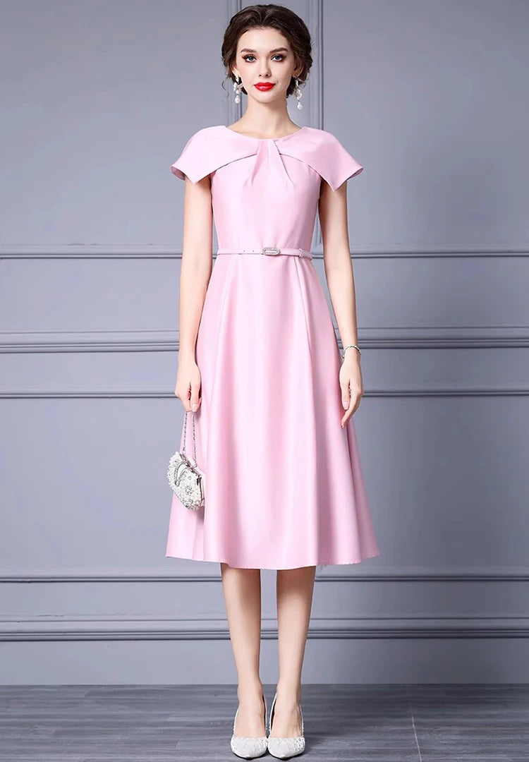 DRESS STYLE - SY1255-Midi Dress-onlinemarkat-Pink-XS - US 2-onlinemarkat