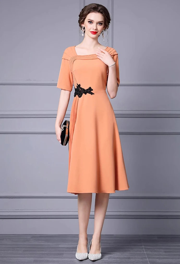 DRESS STYLE - SY1159-short dress-onlinemarkat-Orange-XS - US 2-onlinemarkat