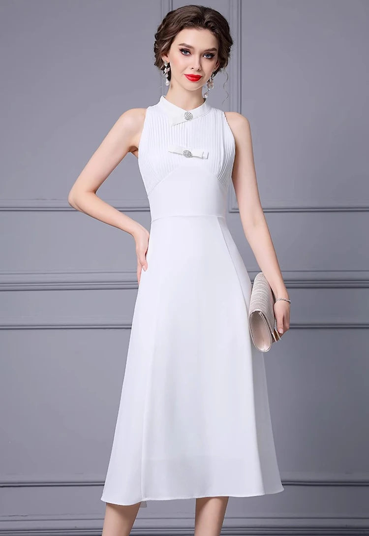 DRESS STYLE - SY1121-Midi Dress-onlinemarkat-Ivory-XS - US 2-onlinemarkat