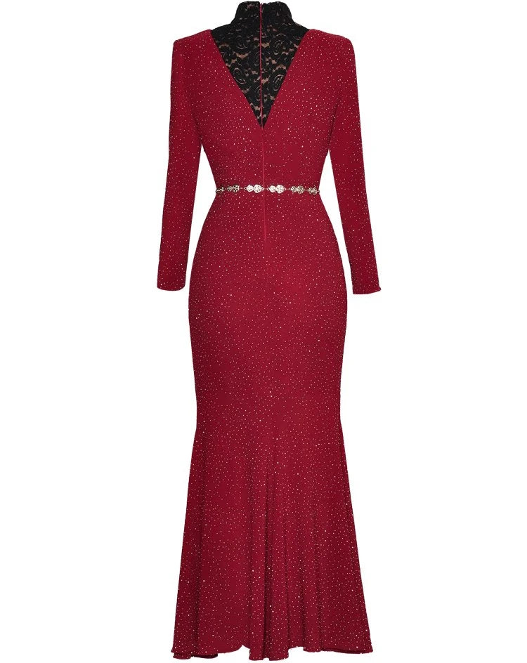 DRESS STYLE - SY1779-maxi dress-onlinemarkat-XS - US 2-Red-onlinemarkat