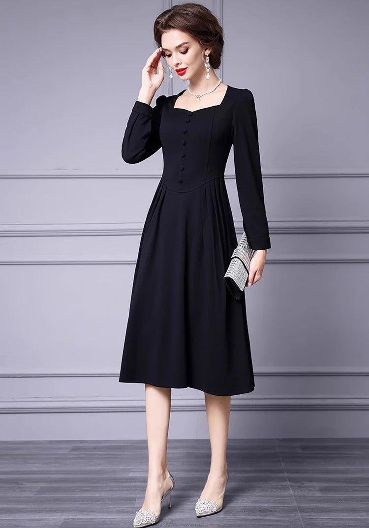 DRESS STYLE - SY1396-Midi Dress-onlinemarkat-Black-XS - US 2-onlinemarkat