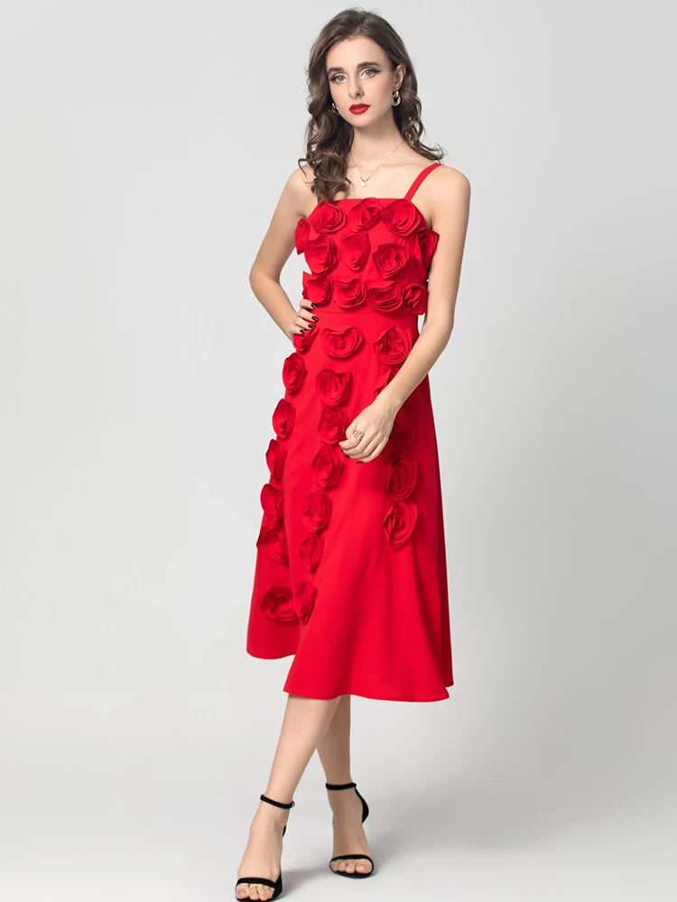 DRESS STYLE - SY1797-Midi Dress-onlinemarkat-XS - US 2-Red-onlinemarkat