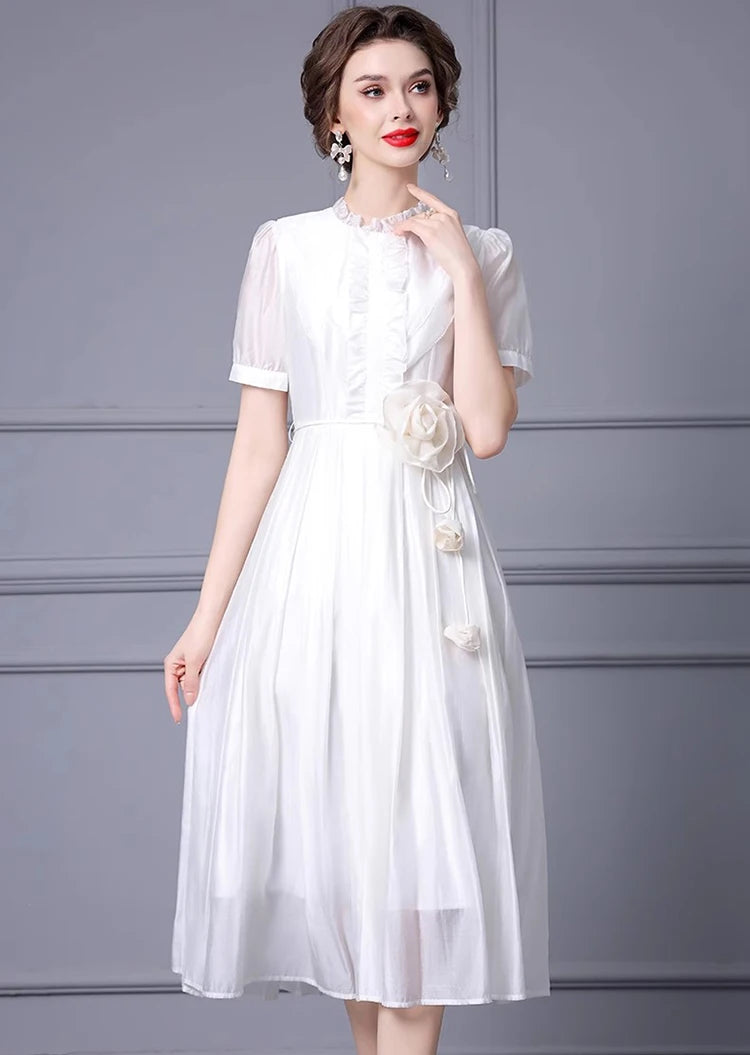DRESS STYLE - SY1031-Midi Dress-onlinemarkat-WHITE-XS - US 2-onlinemarkat