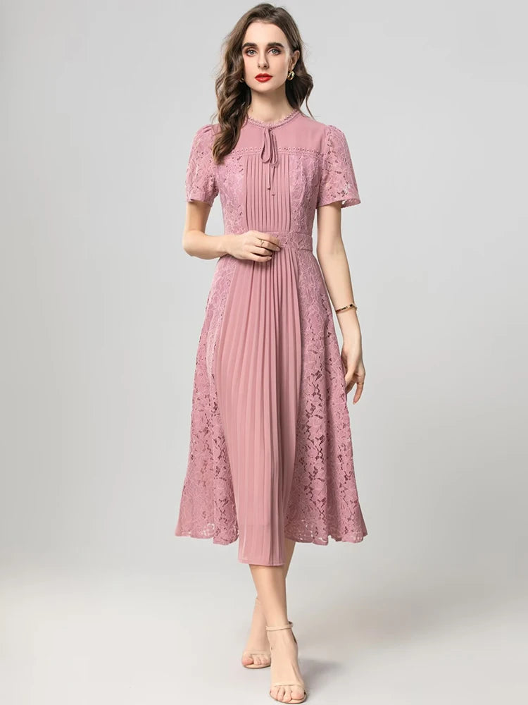 DRESS STYLE - SY1926-Midi Dress-onlinemarkat-XS - US 2-Pink-onlinemarkat