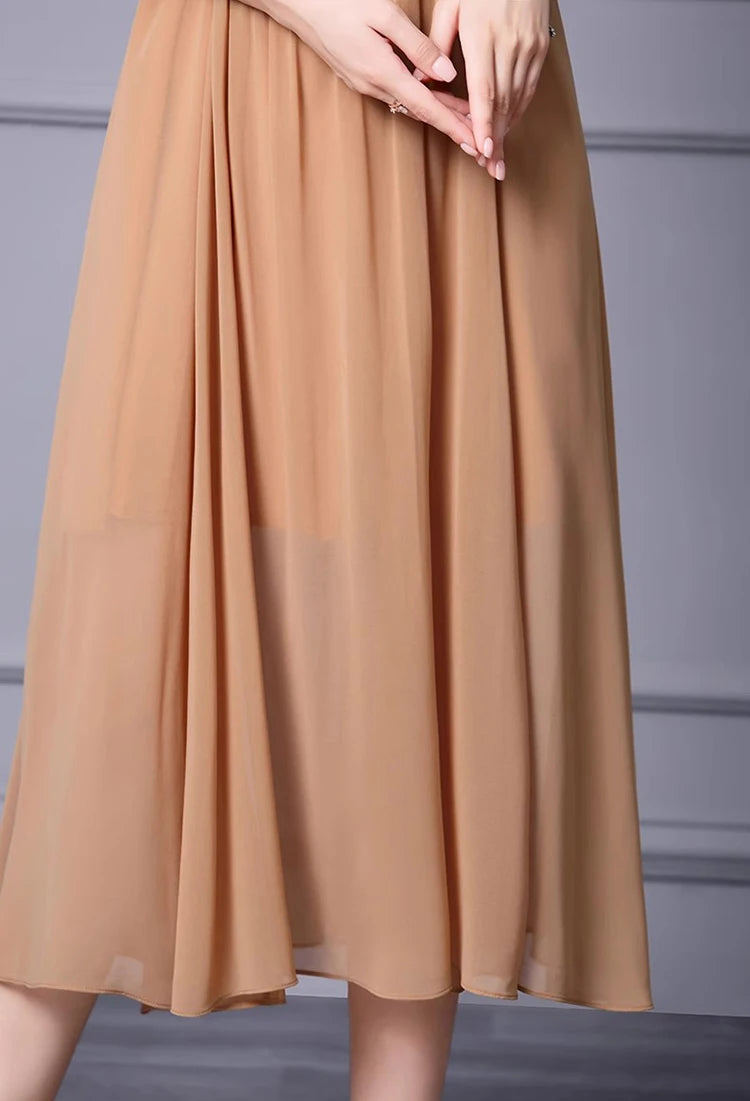 DRESS STYLE - SY1151-Midi Dress-onlinemarkat-Champagne-XS - US 2-onlinemarkat