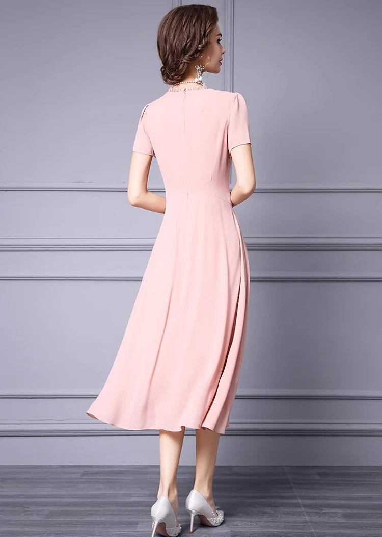 DRESS STYLE - SY1342-Midi Dress-onlinemarkat-Pink-XS - US 2-onlinemarkat