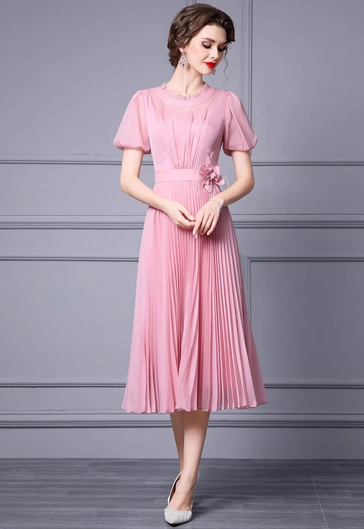 DRESS STYLE - SY1166-Midi Dress-onlinemarkat-Pink-S - US 4-onlinemarkat