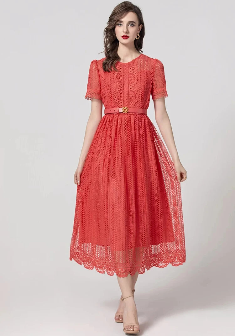DRESS STYLE - SY1093-Midi Dress-onlinemarkat-Red-XS - US 2-onlinemarkat