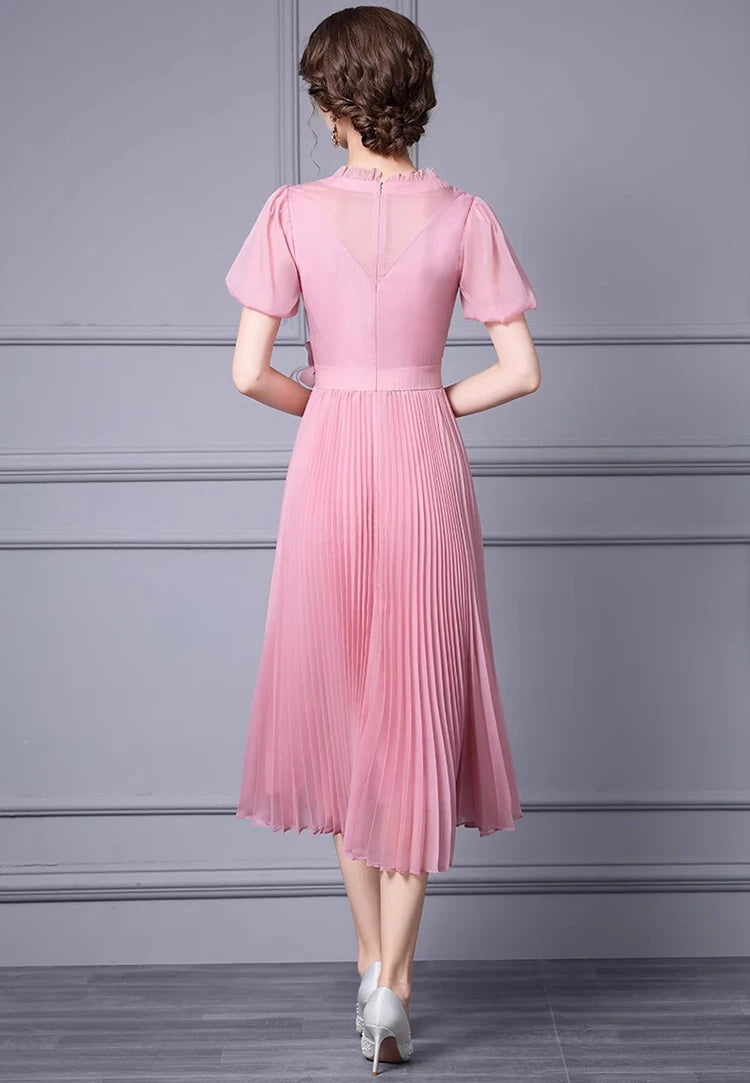 DRESS STYLE - SY1166-Midi Dress-onlinemarkat-Pink-S - US 4-onlinemarkat