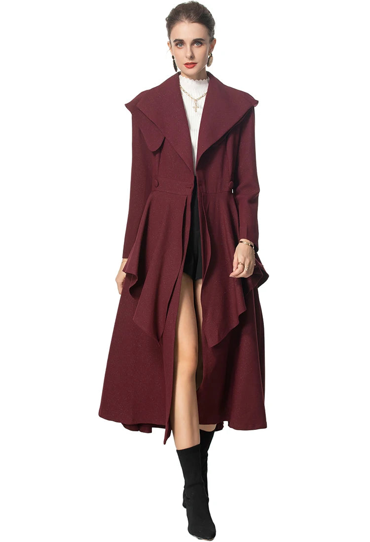 COAT STYLE - SY1665-jacket-onlinemarkat-Burgundy-XS - US 2-onlinemarkat