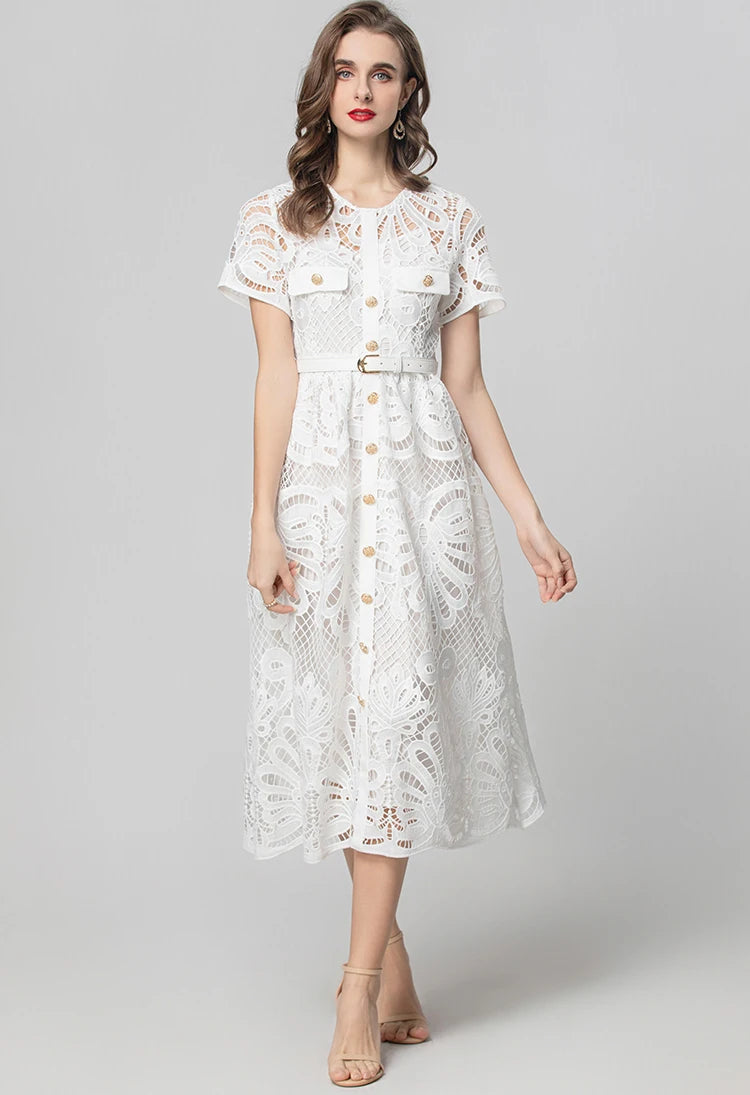 DRESS STYLE - SY1928-Midi Dress-onlinemarkat-XS - US 2-Ivory-onlinemarkat