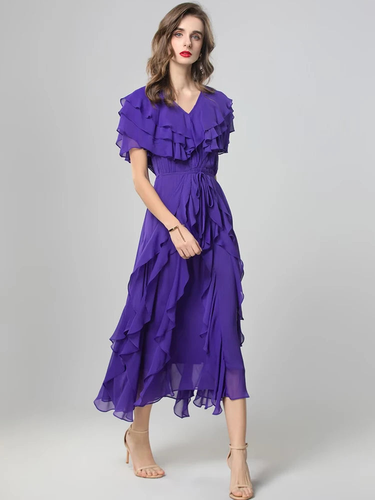 DRESS STYLE - SY1828-Midi Dress-onlinemarkat-XS - US 2-PURPLE-onlinemarkat