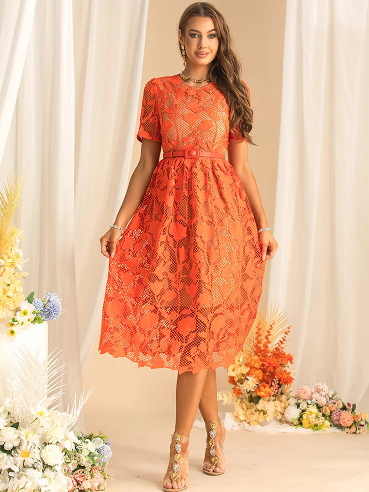 DRESS STYLE - SY1583-Midi Dress-onlinemarkat-Orange-XS - US 2-onlinemarkat