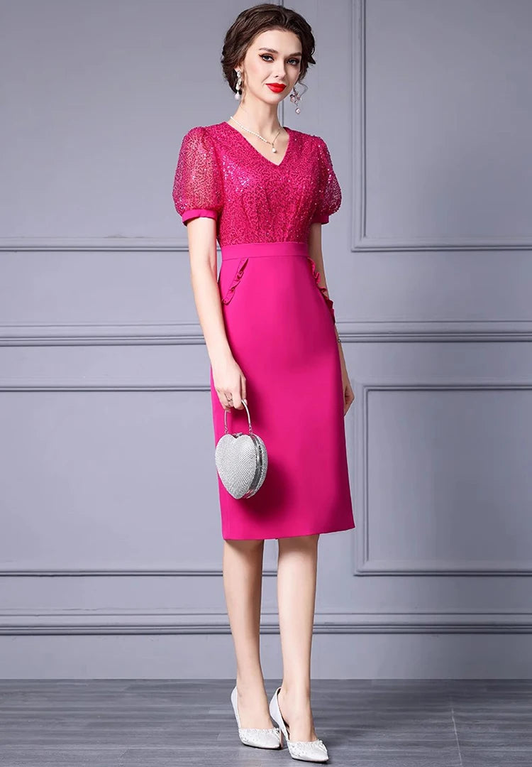 DRESS STYLE - SY1276-short dress-onlinemarkat-Fuchsia-XS - US 2-onlinemarkat