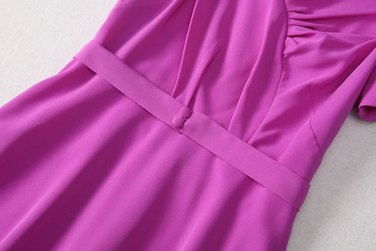 DRESS STYLE - SY1425-Midi Dress-onlinemarkat-Fuchsia-XS - US 2-onlinemarkat