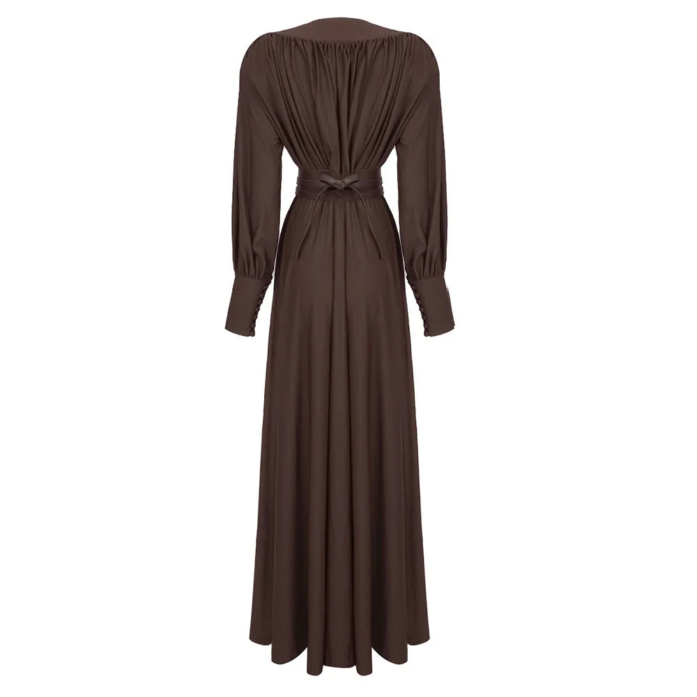 DRESS STYLE - SY1873-maxi dress-onlinemarkat-XS - US 2-Brown-onlinemarkat