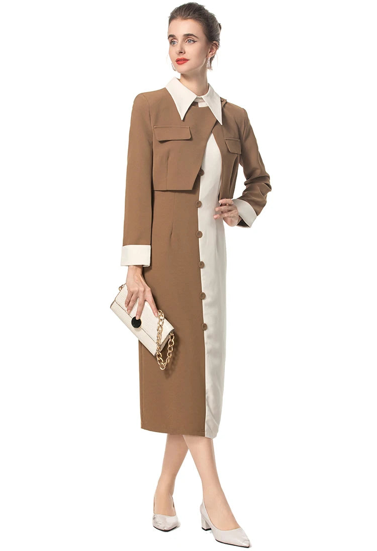 SUIT STYLE - SY1562-Suits and Sets-onlinemarkat-Light Brown-XS - US 2-onlinemarkat