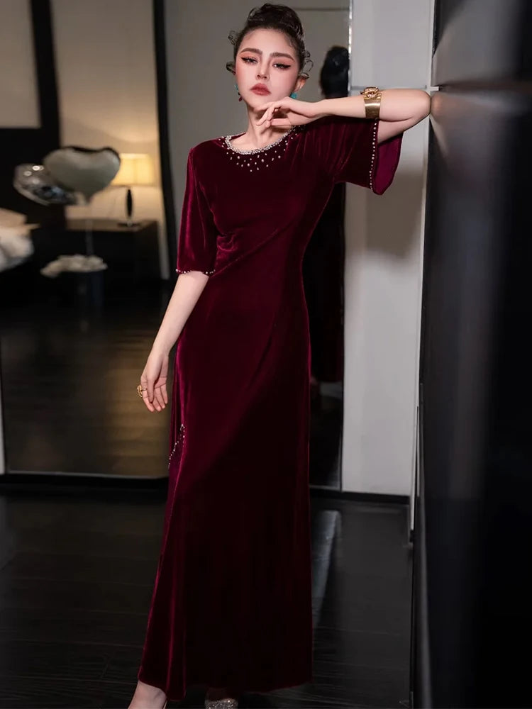 DRESS STYLE - SY1751-maxi dress-onlinemarkat-Claret-XS - US 2-onlinemarkat