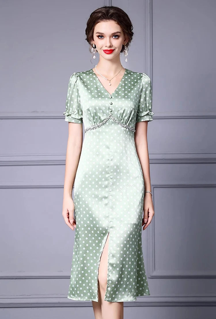 DRESS STYLE - SY1257-Midi Dress-onlinemarkat-green-XS - US 2-onlinemarkat