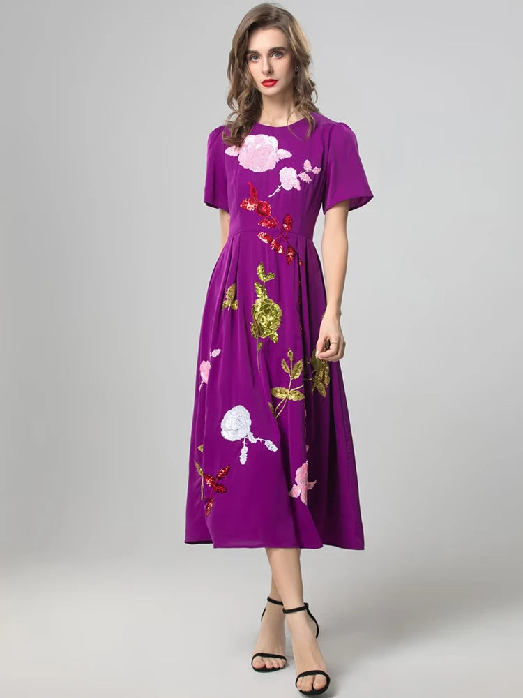 DRESS STYLE - SY1830-Midi Dress-onlinemarkat-XS - US 2-Purple-onlinemarkat