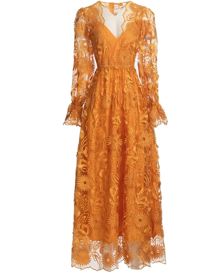 DRESS STYLE - SY1300-maxi dress-onlinemarkat-Orange-XS - US 2-onlinemarkat