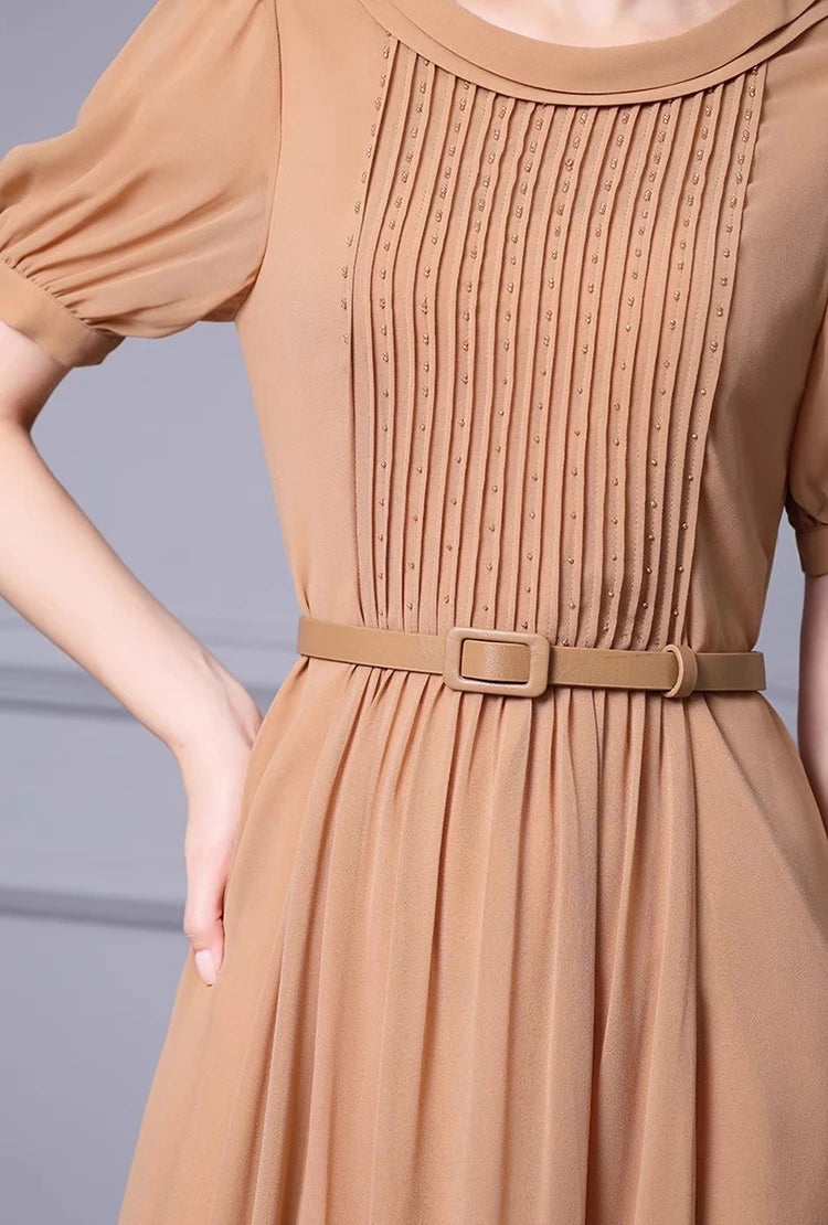 DRESS STYLE - SY1151-Midi Dress-onlinemarkat-Champagne-XS - US 2-onlinemarkat