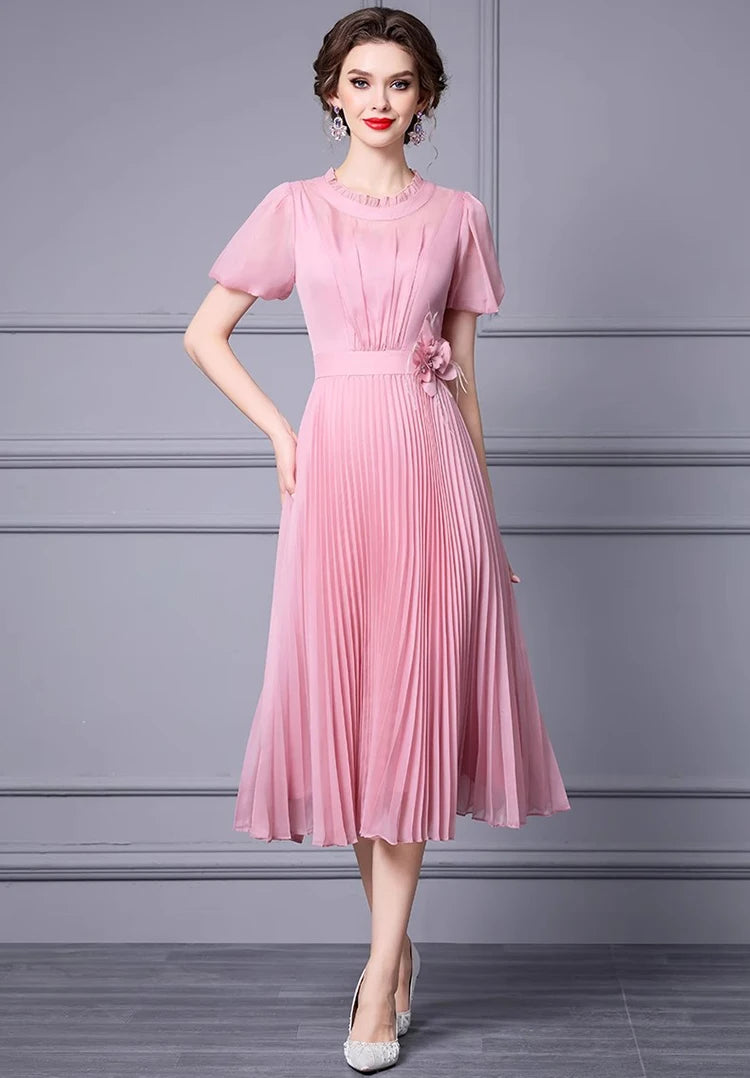 DRESS STYLE - SY1166-Midi Dress-onlinemarkat-Pink-S - US 4-onlinemarkat