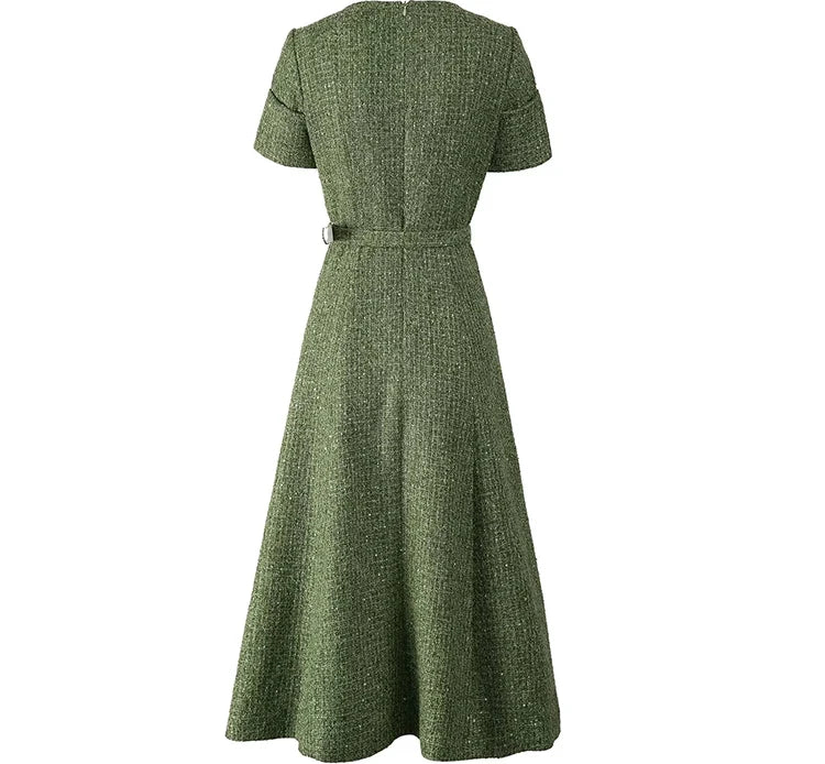 DRESS STYLE - SY1676-Midi Dress-onlinemarkat-Army green-XS - US 2-onlinemarkat