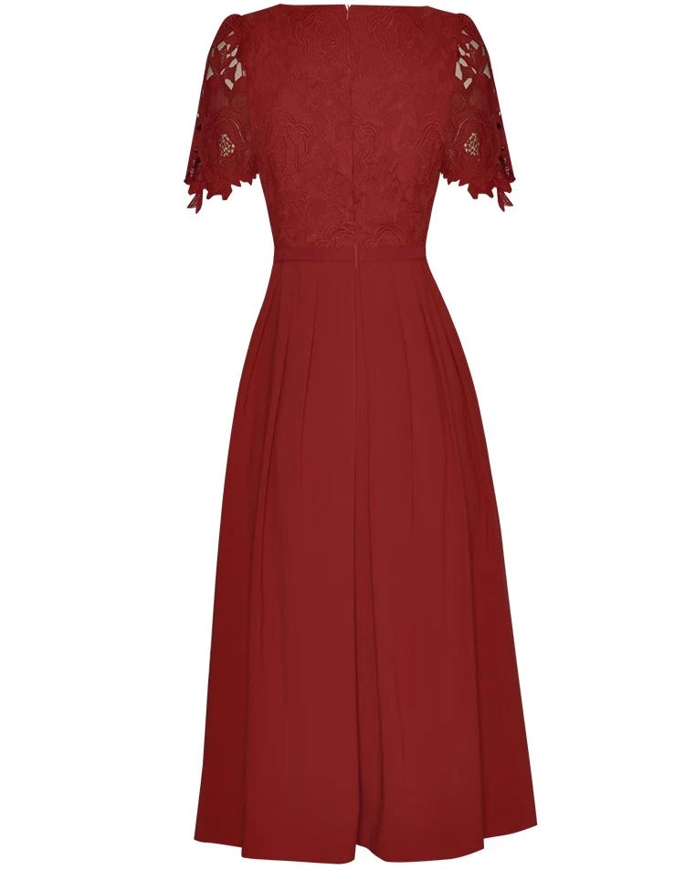 DRESS STYLE - SY1296-Midi Dress-onlinemarkat-Claret-XS - US 2-onlinemarkat