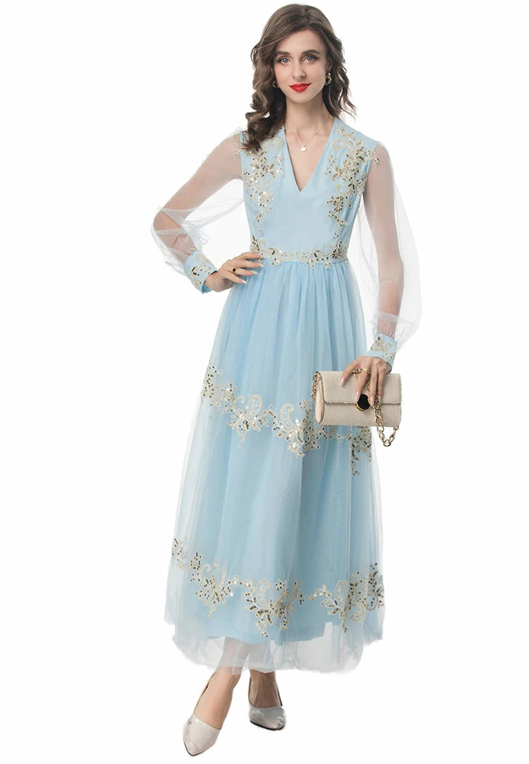 DRESS STYLE - SY1299-maxi dress-onlinemarkat-SKY BLUE-S - US 4-onlinemarkat