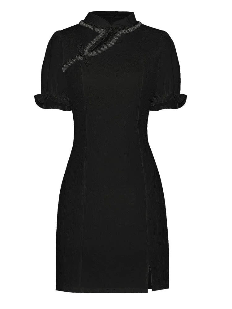 DRESS STYLE - SY1073-short dress-onlinemarkat-Black-S - US 4-onlinemarkat