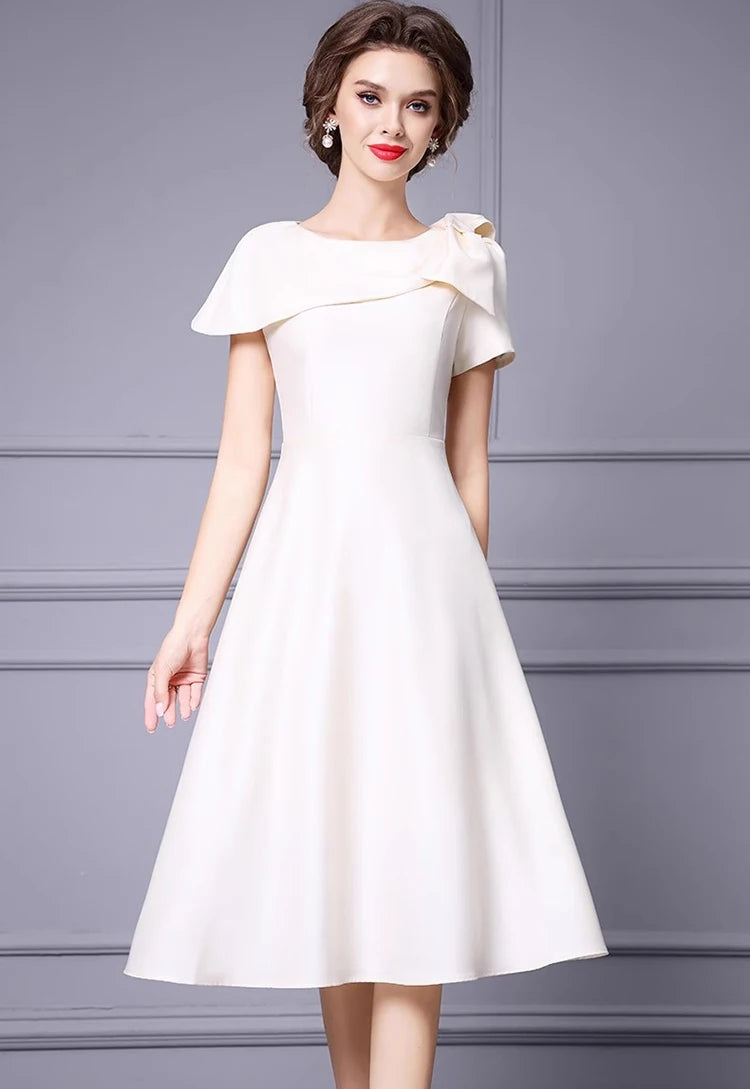 DRESS STYLE - SY1340-Midi Dress-onlinemarkat-Ivory-XS - US 2-onlinemarkat