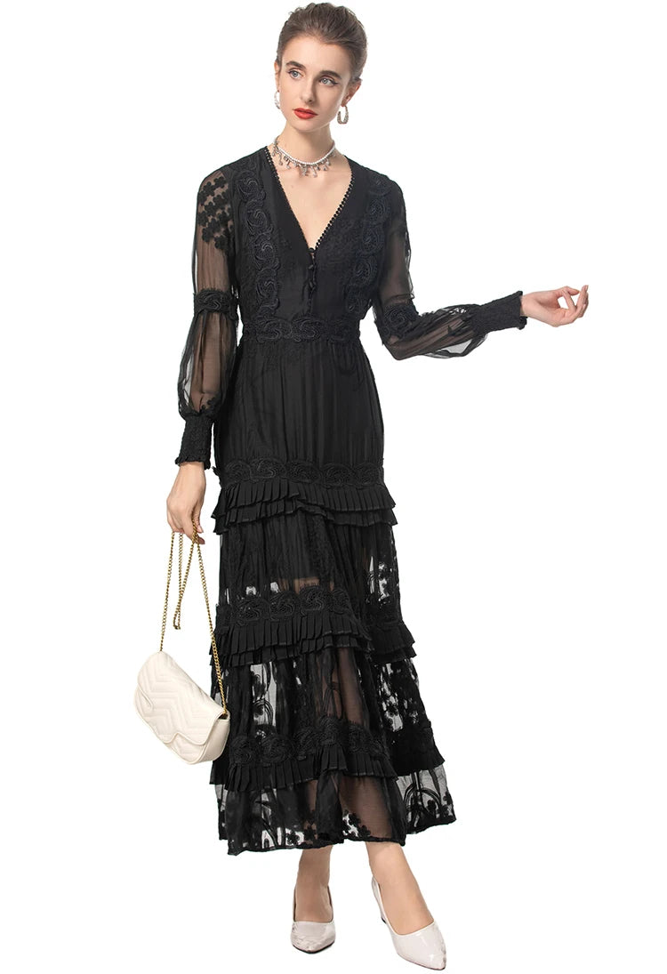 DRESS STYLE - SY1560-maxi dress-onlinemarkat-black-XS - US 2-onlinemarkat