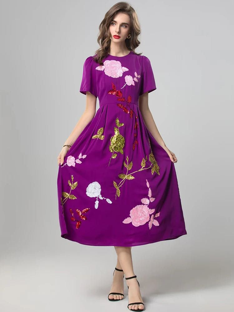 DRESS STYLE - SY1830-Midi Dress-onlinemarkat-XS - US 2-Purple-onlinemarkat