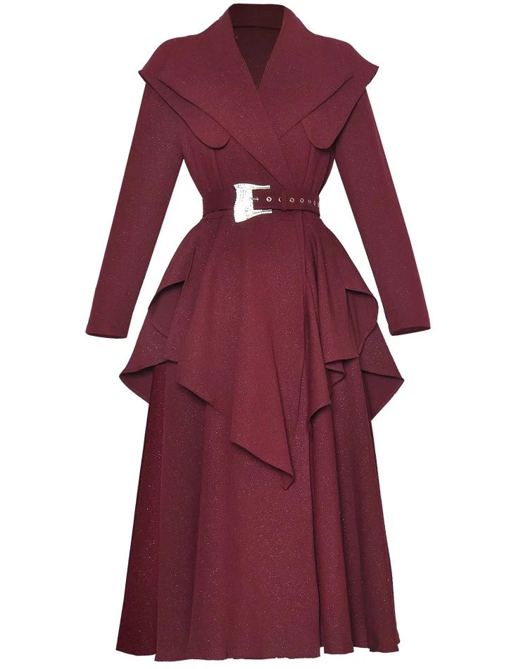 DRESS STYLE - SY1696-Midi Dress-onlinemarkat-Claret-XS - US 2-onlinemarkat