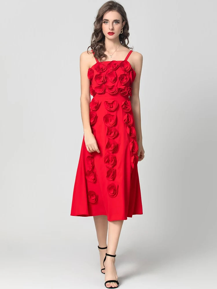 DRESS STYLE - SY1797-Midi Dress-onlinemarkat-XS - US 2-Red-onlinemarkat