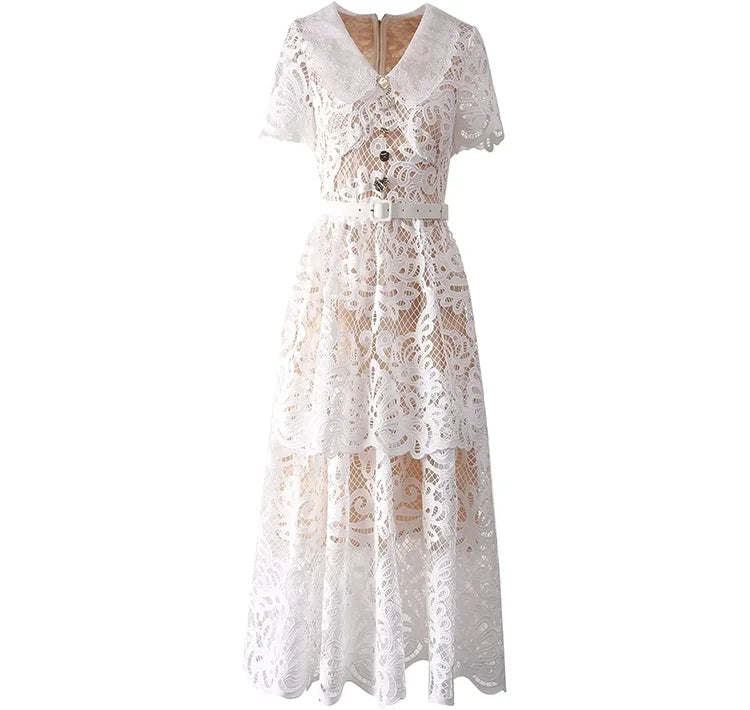 DRESS STYLE - SY1268-Midi Dress-onlinemarkat-Ivory-XS - US 2-onlinemarkat