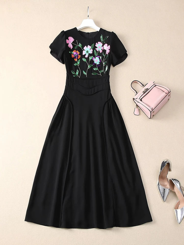 DRESS STYLE - SY1859-Midi Dress-onlinemarkat-XS - US 2-Black-onlinemarkat