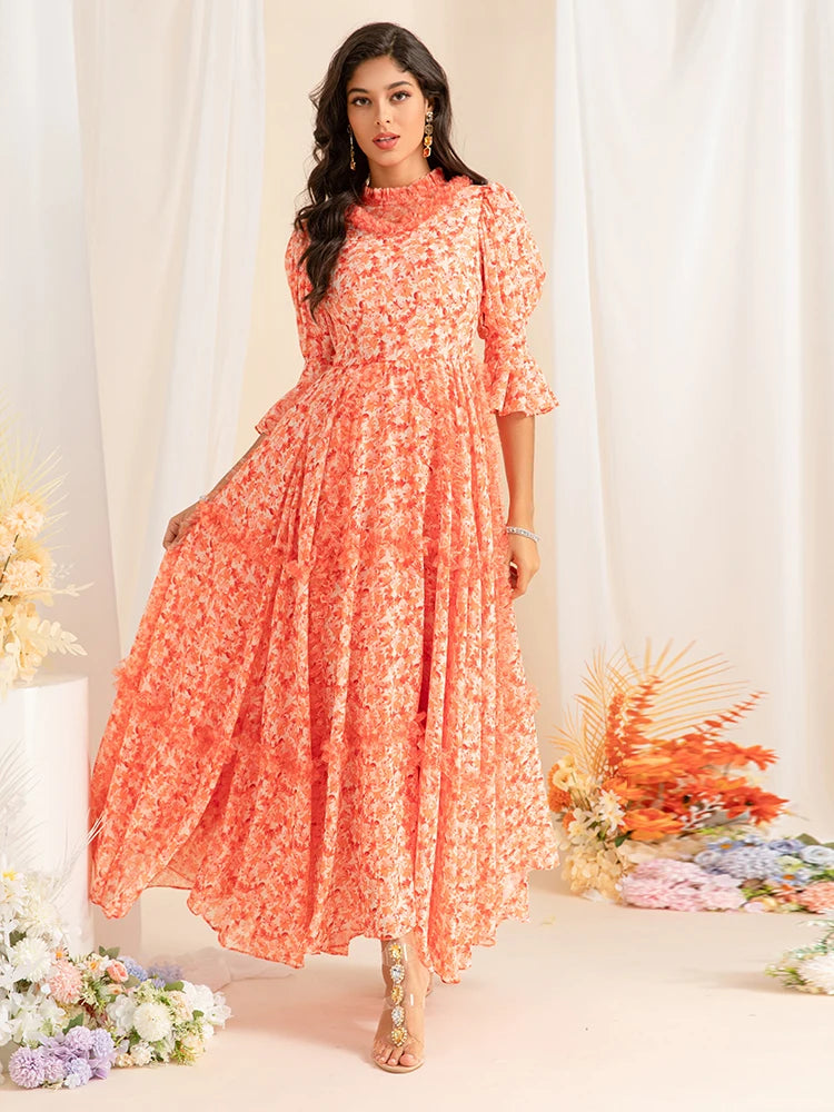 DRESS STYLE - SY1489-maxi dress-onlinemarkat-Orange-XS - US 2-onlinemarkat