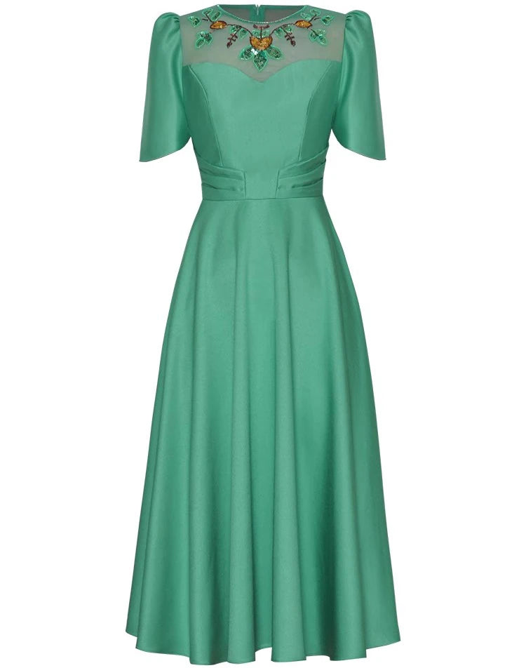 DRESS STYLE - SY920-Midi Dress-onlinemarkat-Green-XS - US 2-onlinemarkat