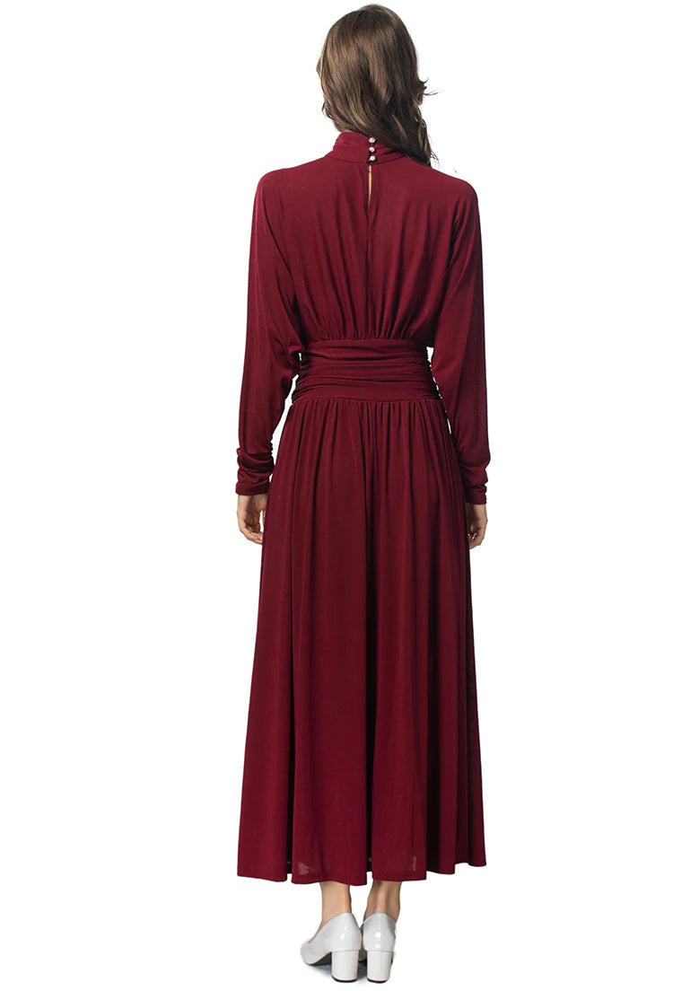 DRESS STYLE - SY1415-maxi dress-onlinemarkat-Claret-XS - US 2-onlinemarkat