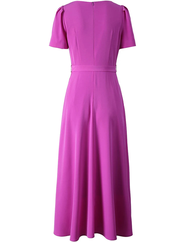 DRESS STYLE - SY1425-Midi Dress-onlinemarkat-Fuchsia-XS - US 2-onlinemarkat