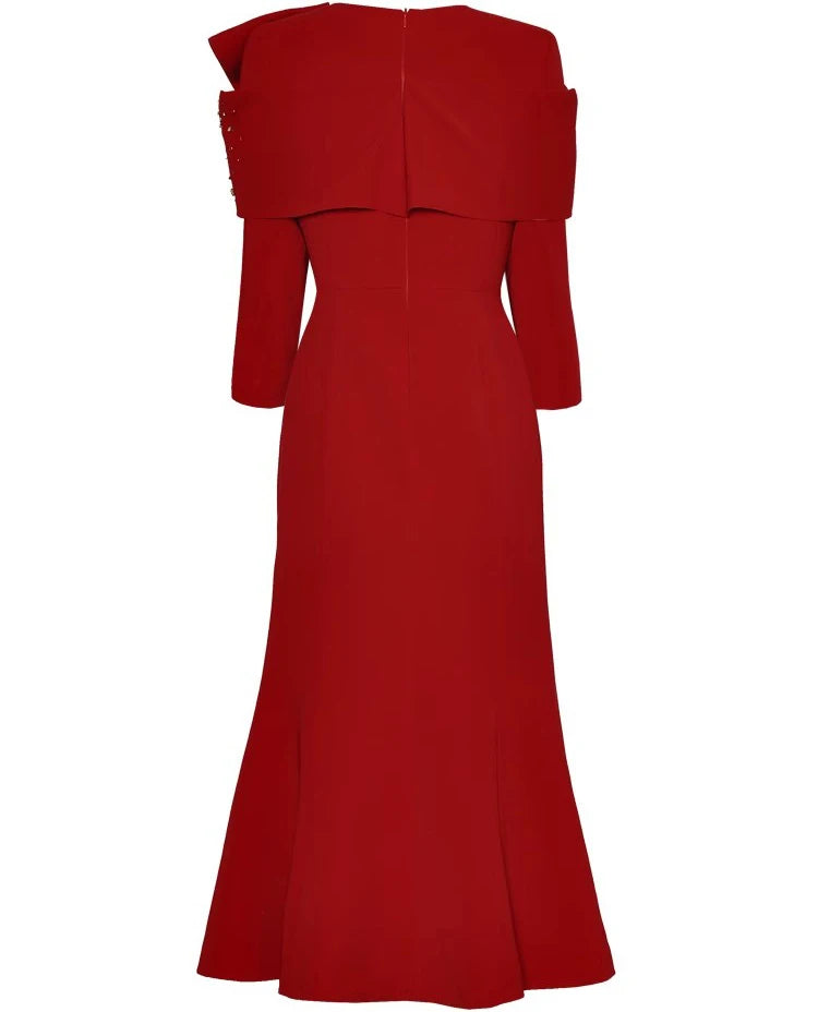 DRESS STYLE - SY1716-Midi Dress-onlinemarkat-Red-XS - US 2-onlinemarkat