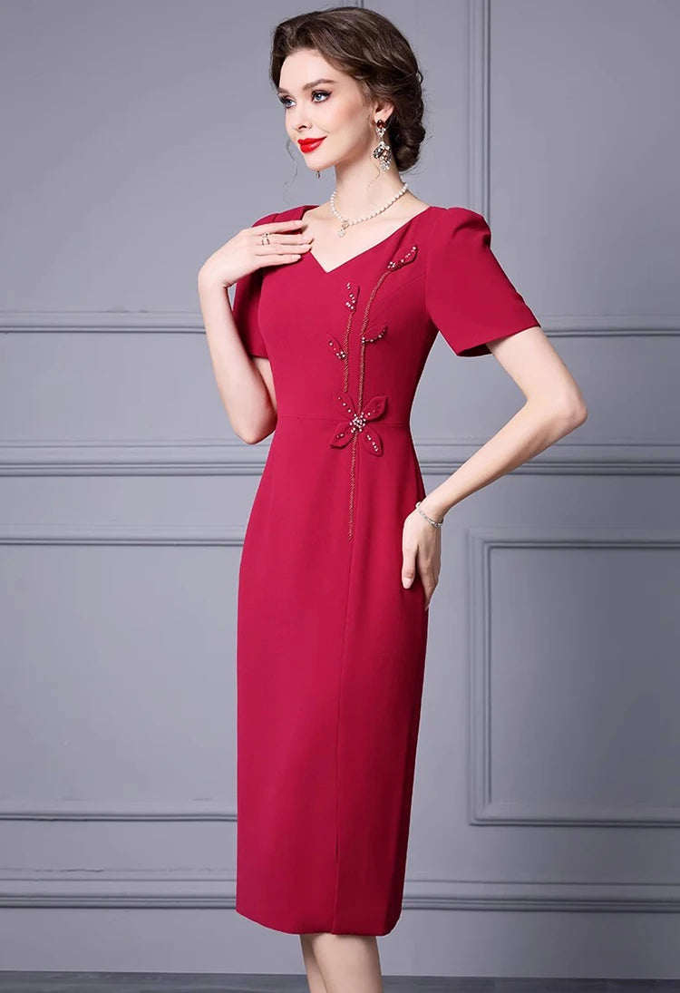 DRESS STYLE - SY1158-Midi Dress-onlinemarkat-Orange-XL-onlinemarkat