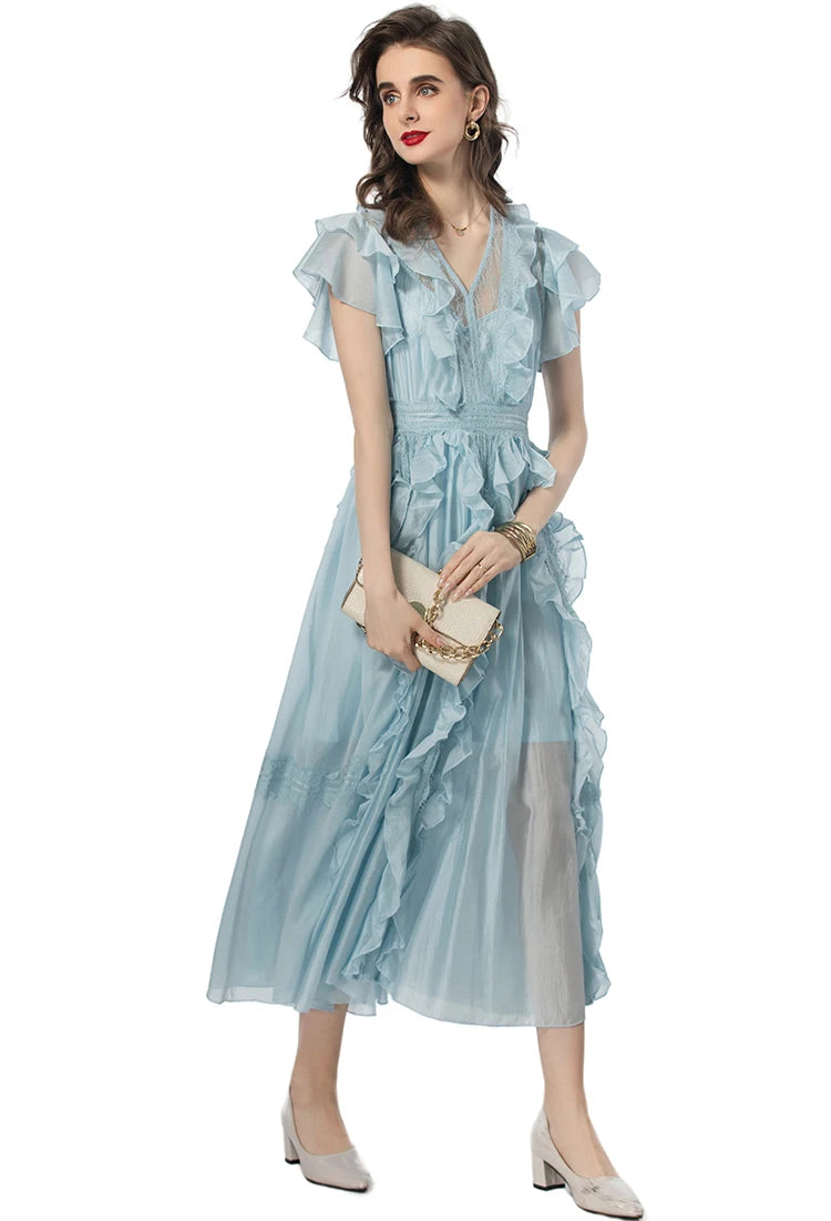 DRESS STYLE - SY1160-Midi Dress-onlinemarkat-Sky blue-XS - US 2-onlinemarkat